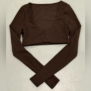 ALO Yoga Brown Long Sleeve Sports Bra